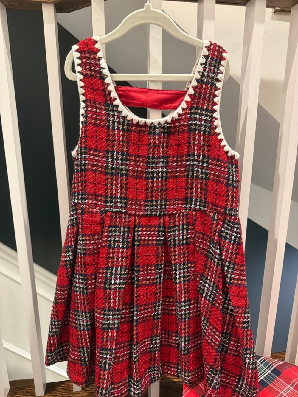 H&M Red Plaid Dress with White Trim
